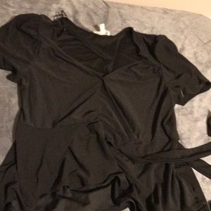 Black front tie shirt